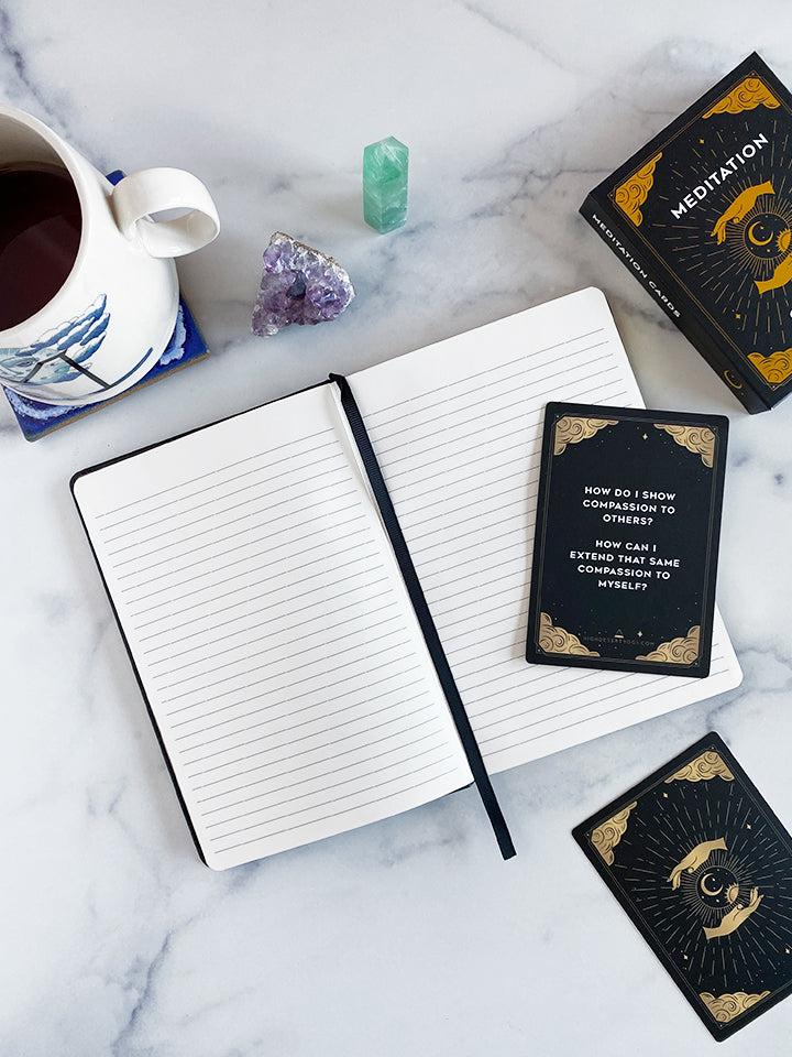 Meditation & Journaling Prompt Cards and 'Intuition' Blank Lined Journ ...